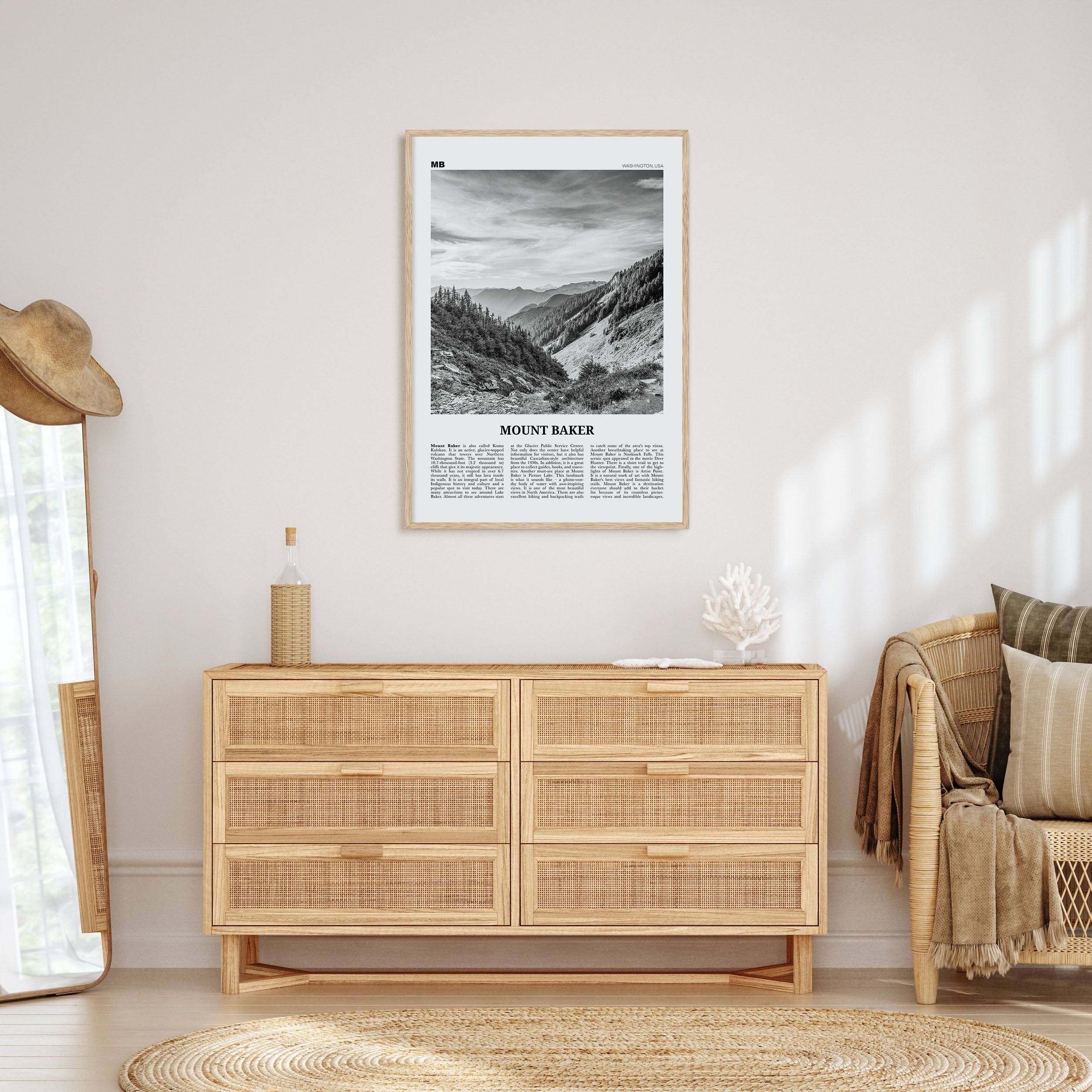 Mount Baker Travel B&W Poster