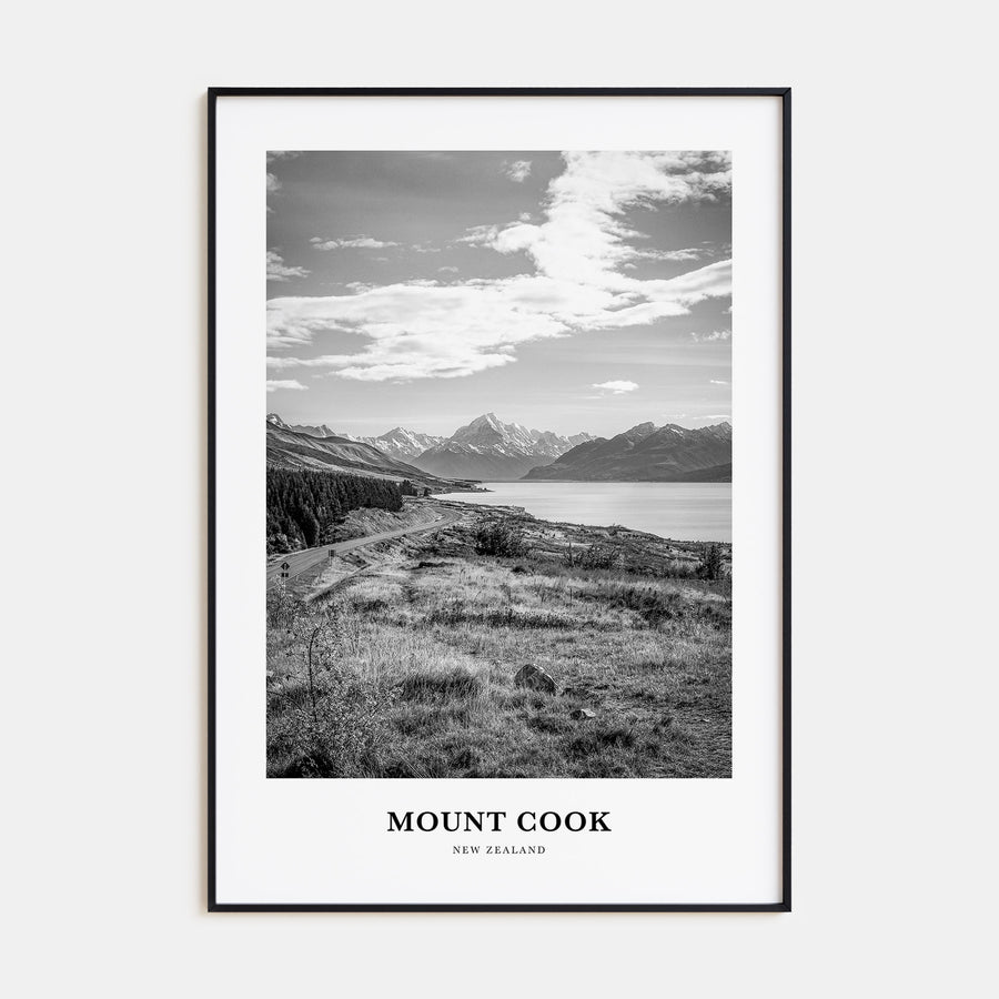 Mount Cook Portrait B&W Poster