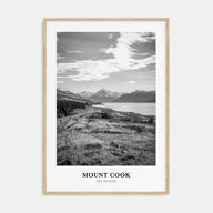 Mount Cook Portrait B&W Poster
