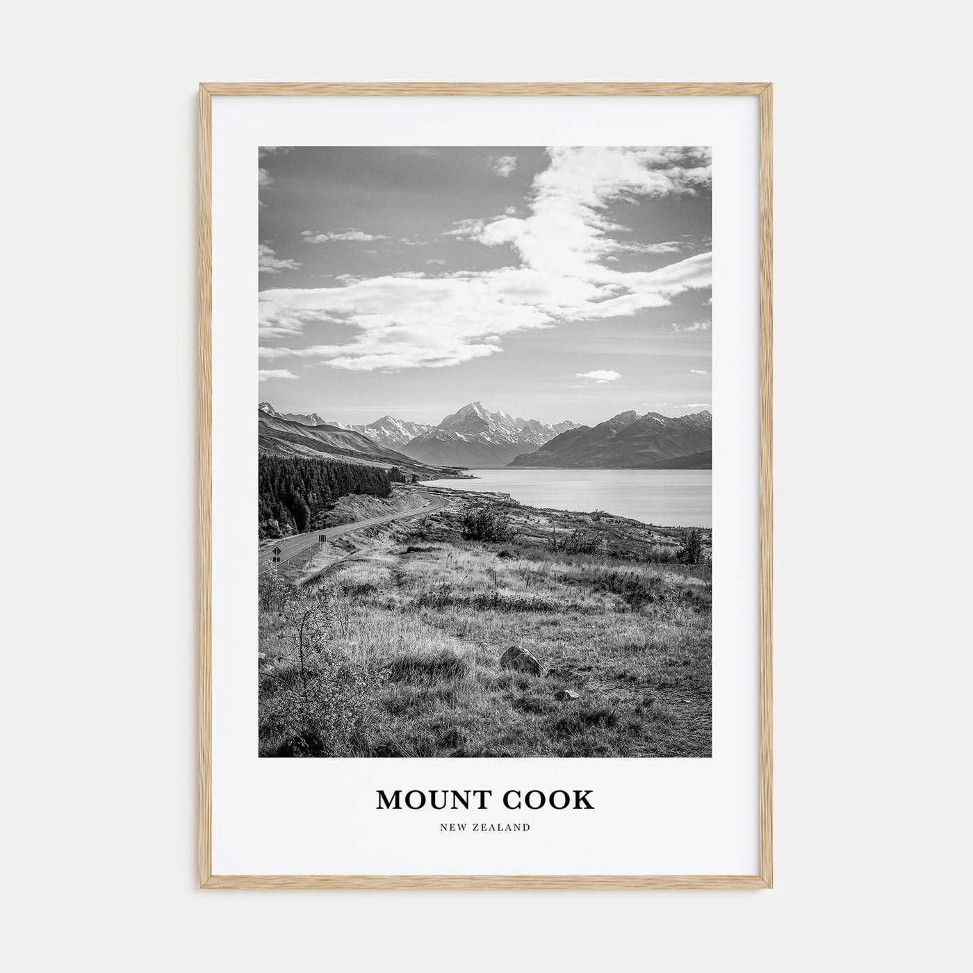Mount Cook Portrait B&W Poster