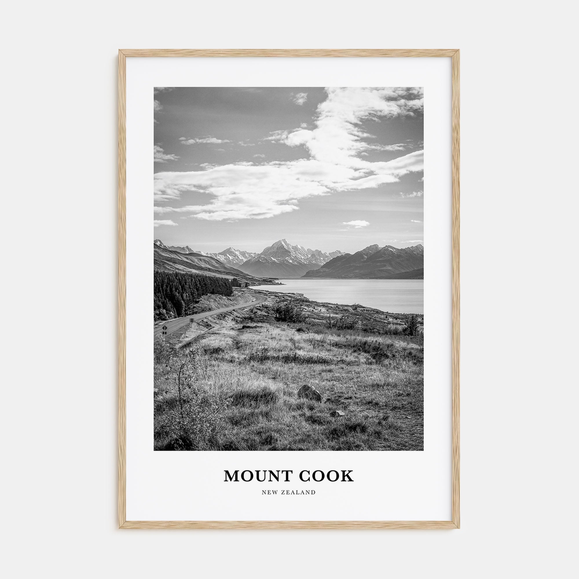 Mount Cook Portrait B&W Poster