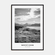 Mount Cook Portrait B&W Poster