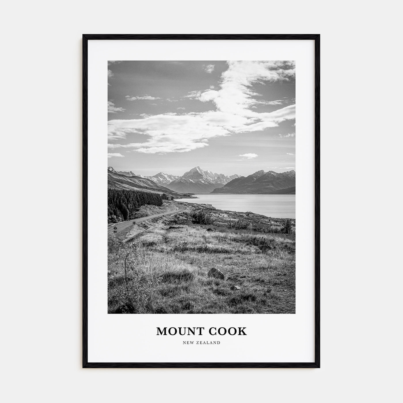 Mount Cook Portrait B&W Poster