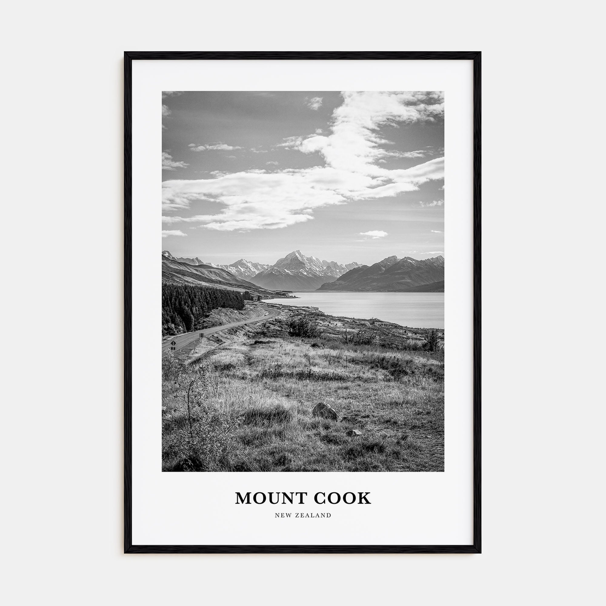 Mount Cook Portrait B&W Poster