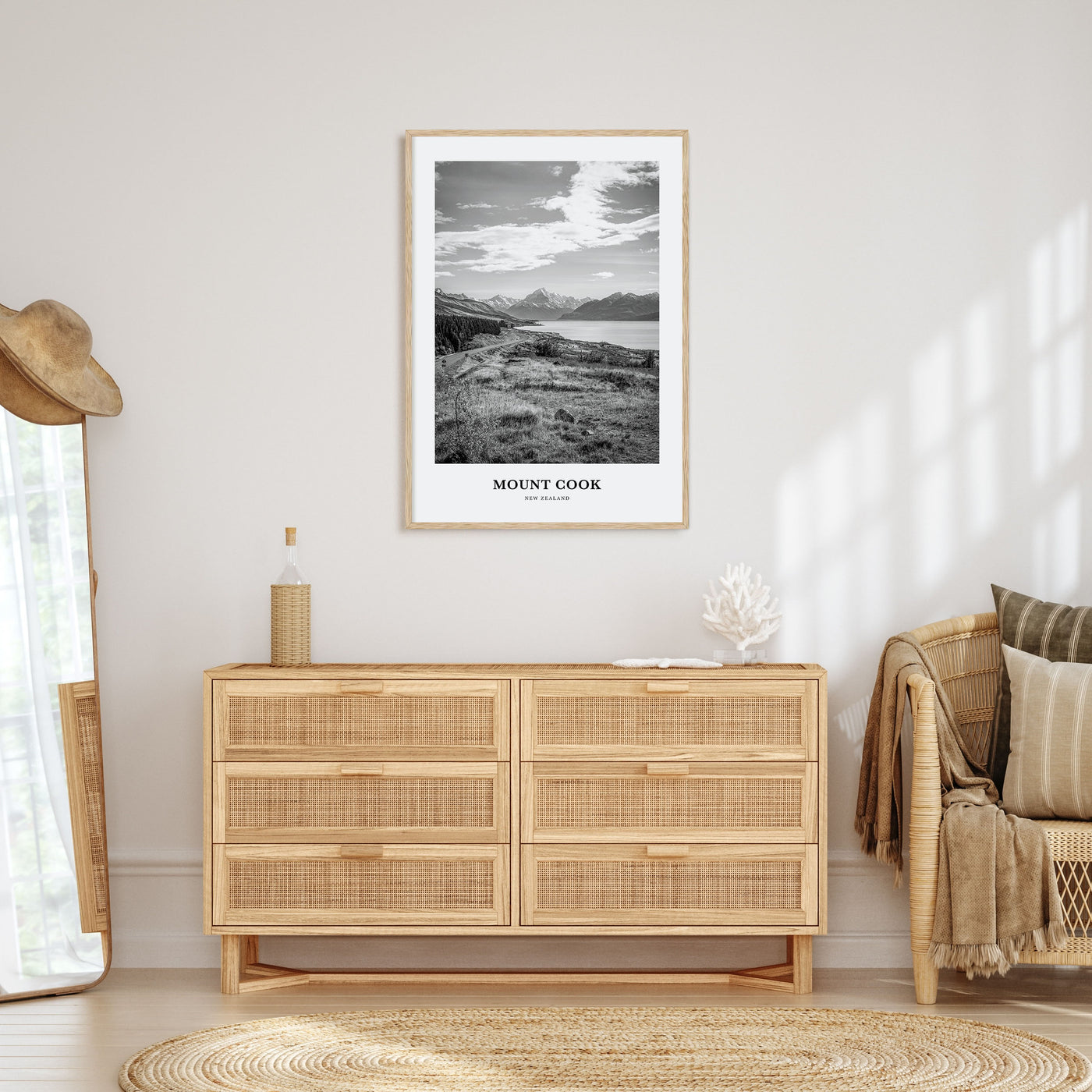 Mount Cook Portrait B&W Poster