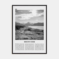 Mount Cook Travel B&W Poster