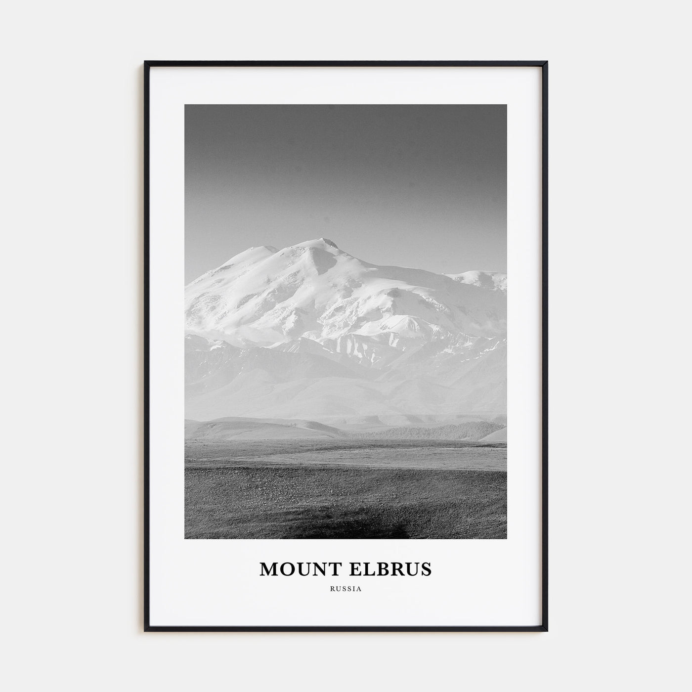 Mount Elbrus Portrait B&W Poster