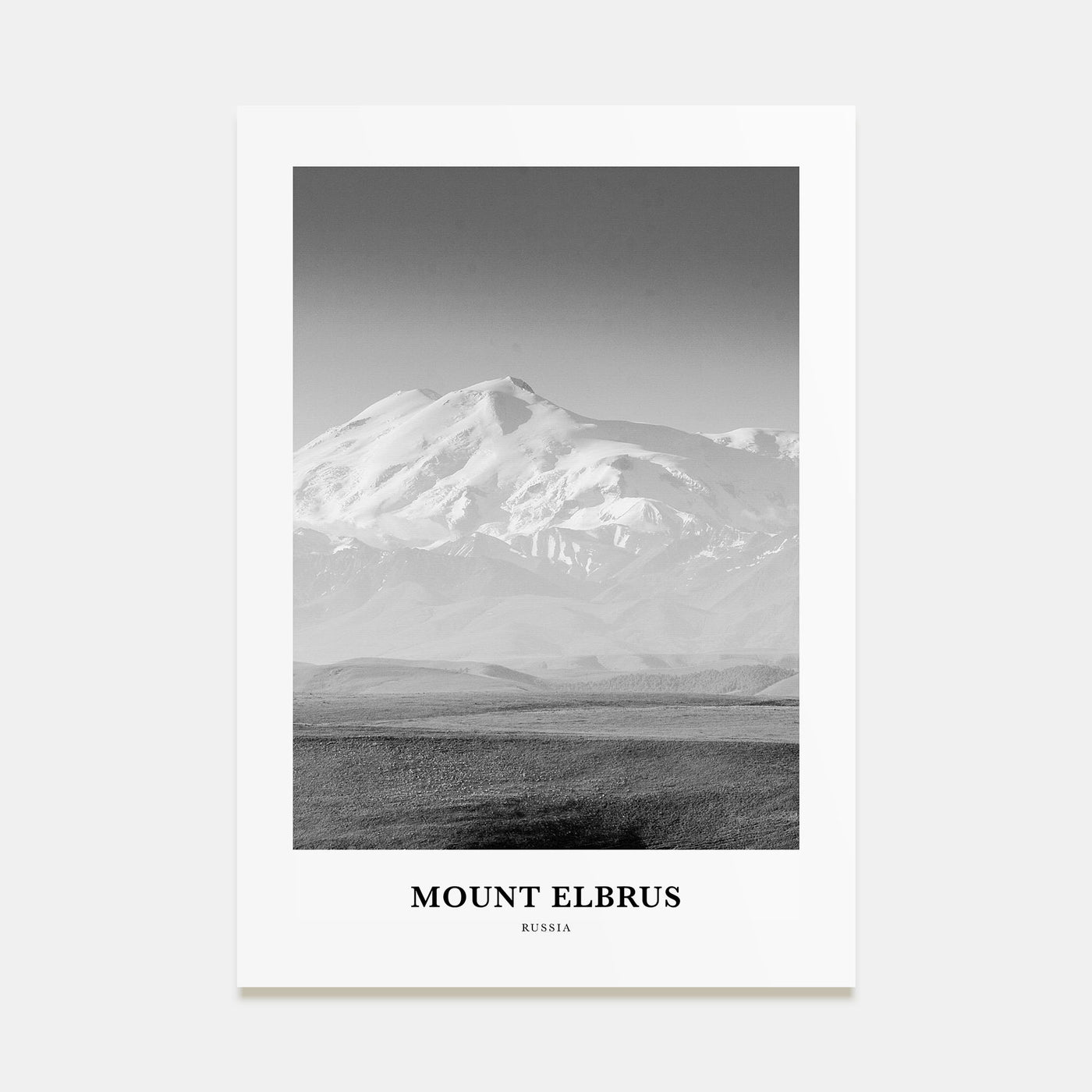 Mount Elbrus Portrait B&W Poster