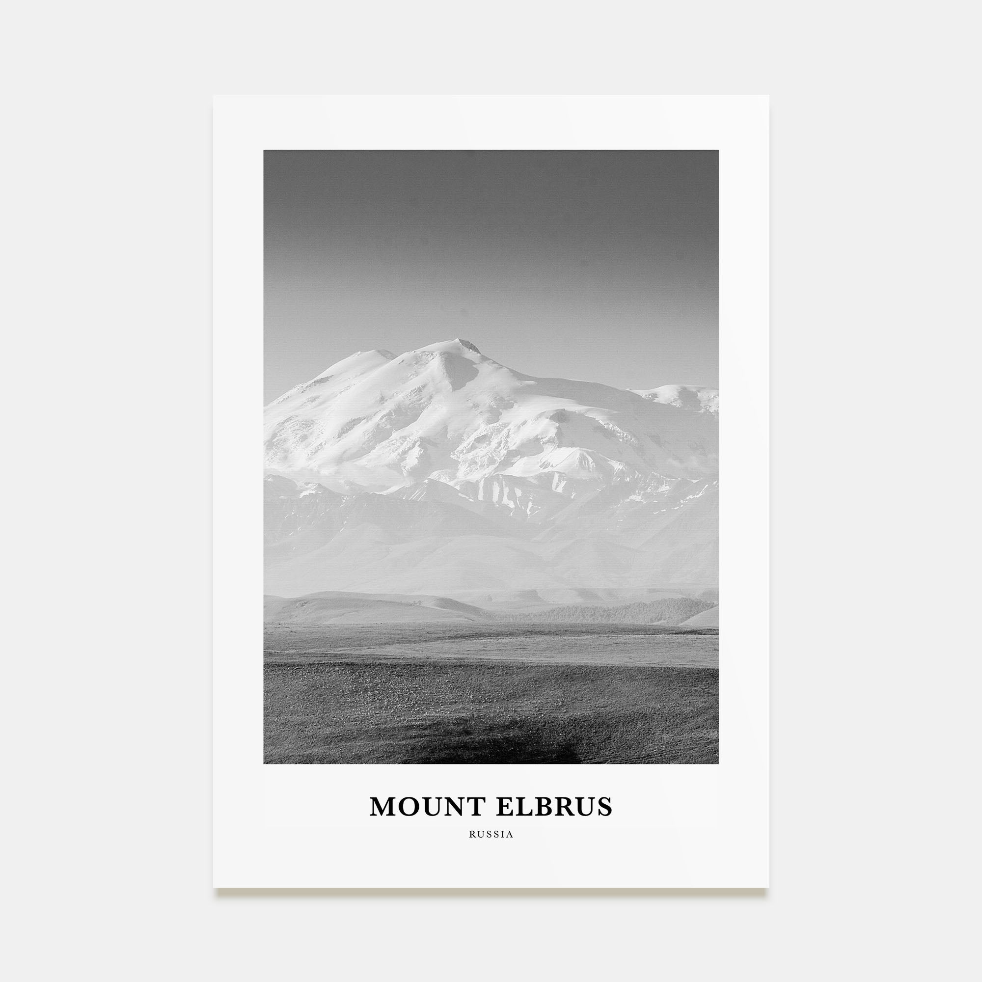 Mount Elbrus Portrait B&W Poster