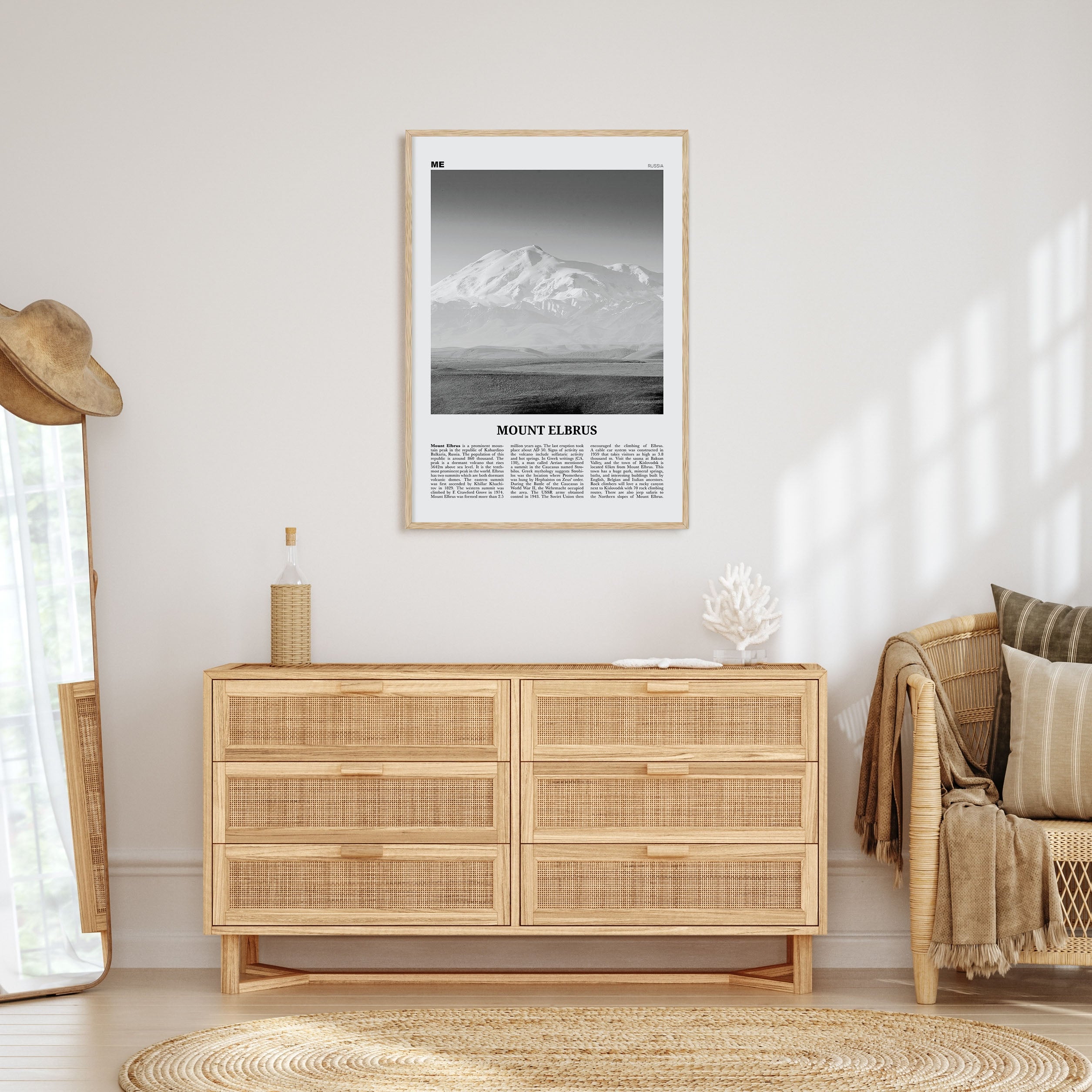 Mount Elbrus Travel B&W Poster