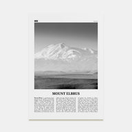 Mount Elbrus Travel B&W Poster