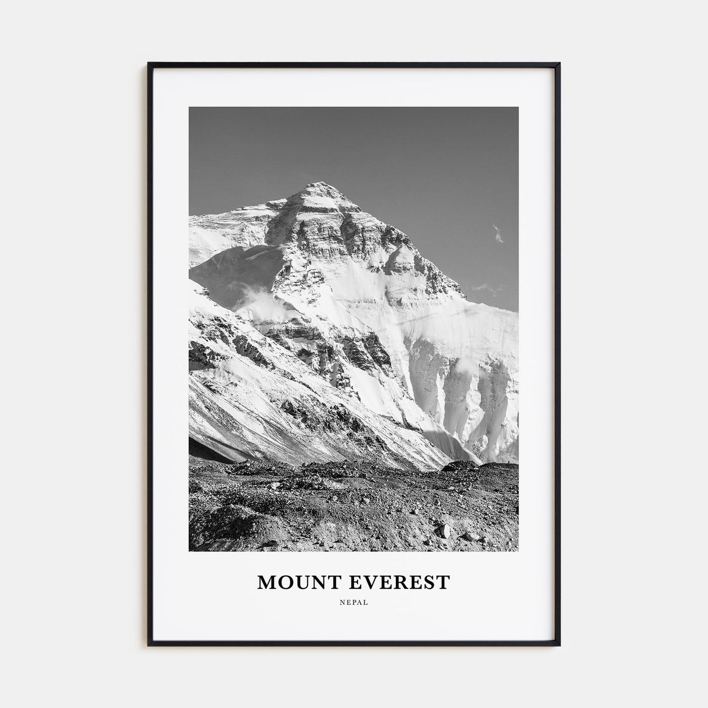 Mount Everest Portrait B&W Poster