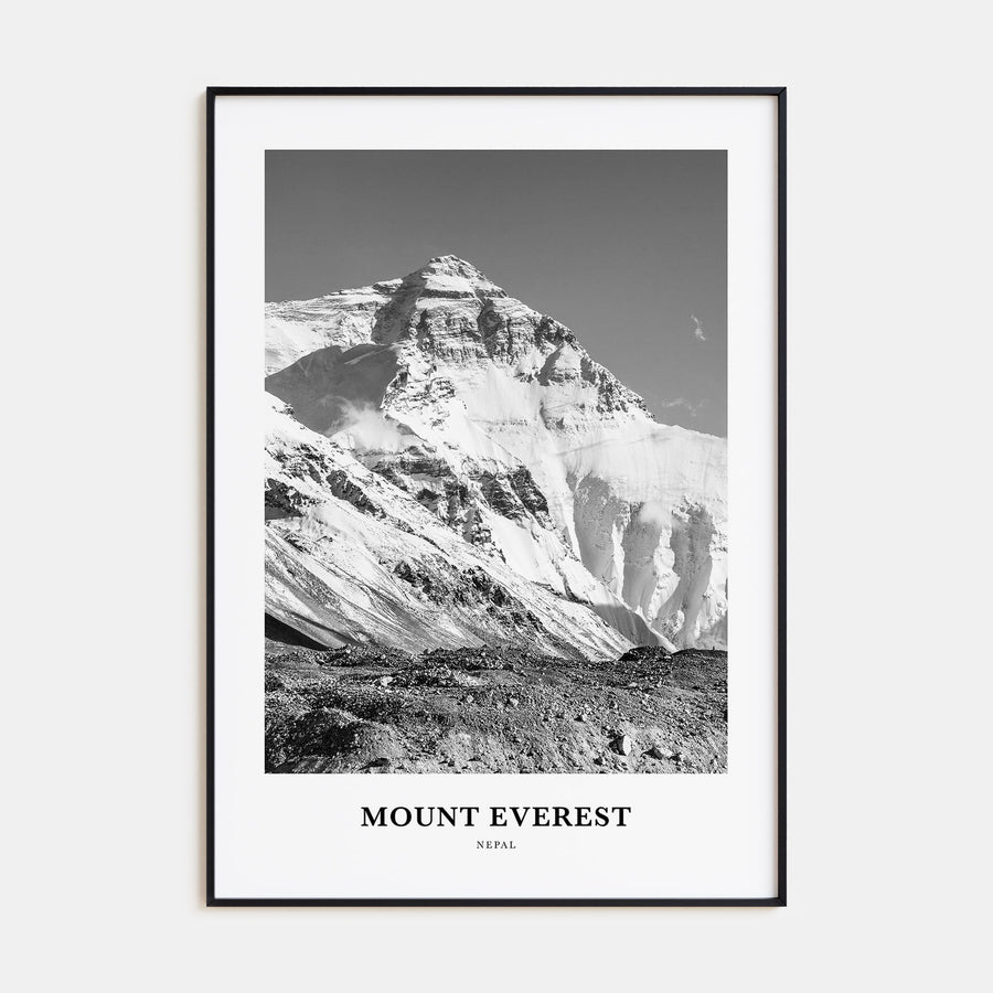 Mount Everest Portrait B&W Poster
