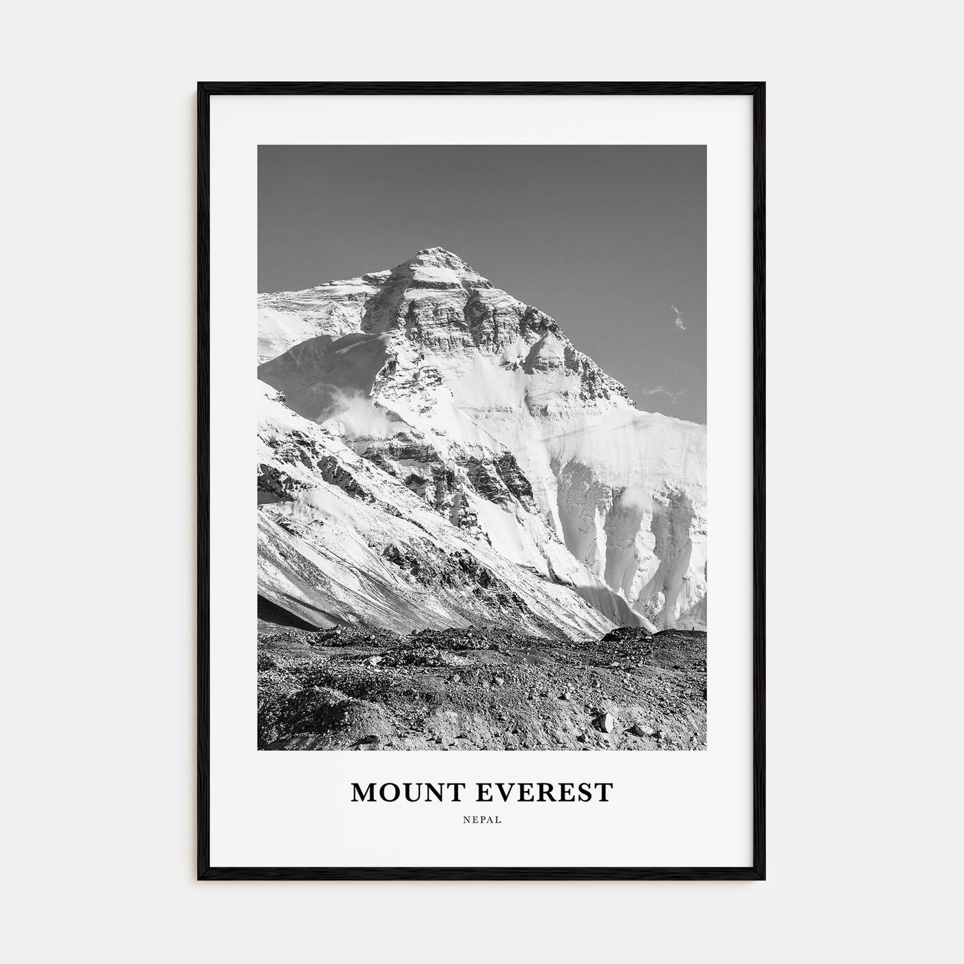 Mount Everest Portrait B&W Poster
