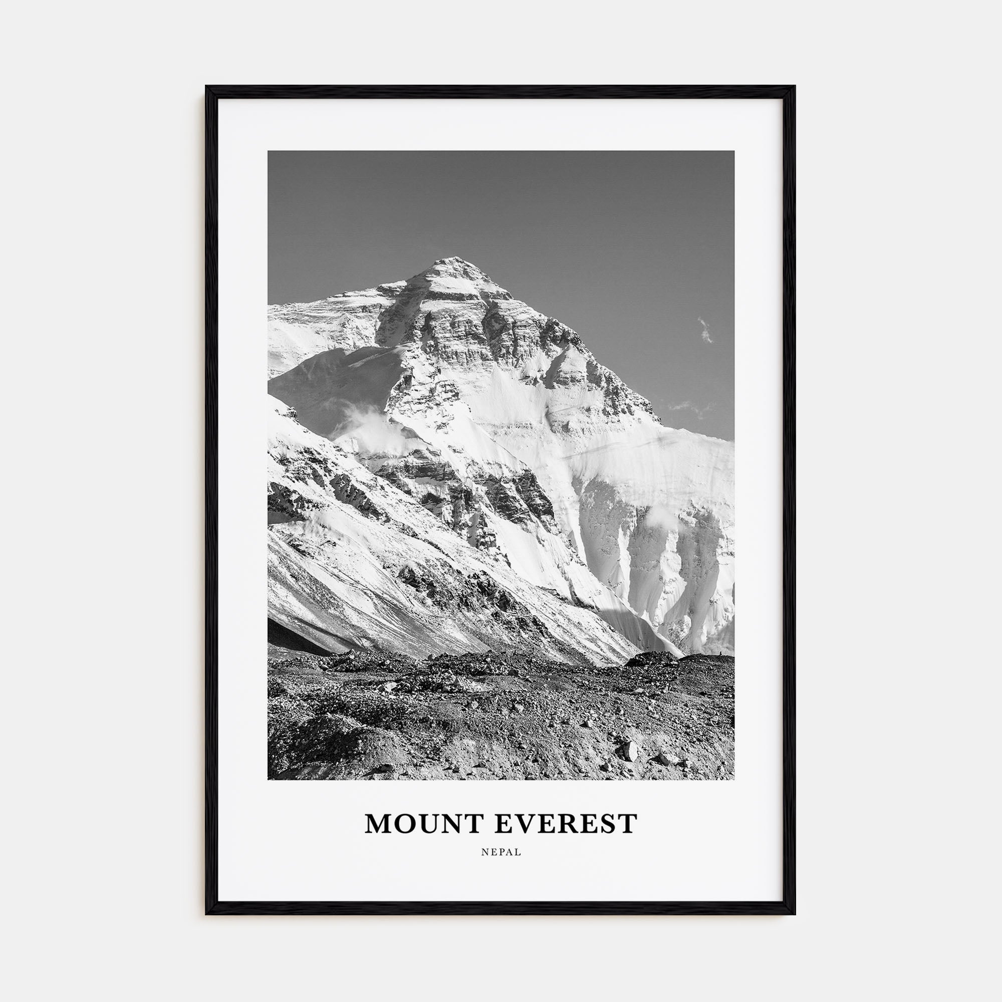 Mount Everest Portrait B&W Poster