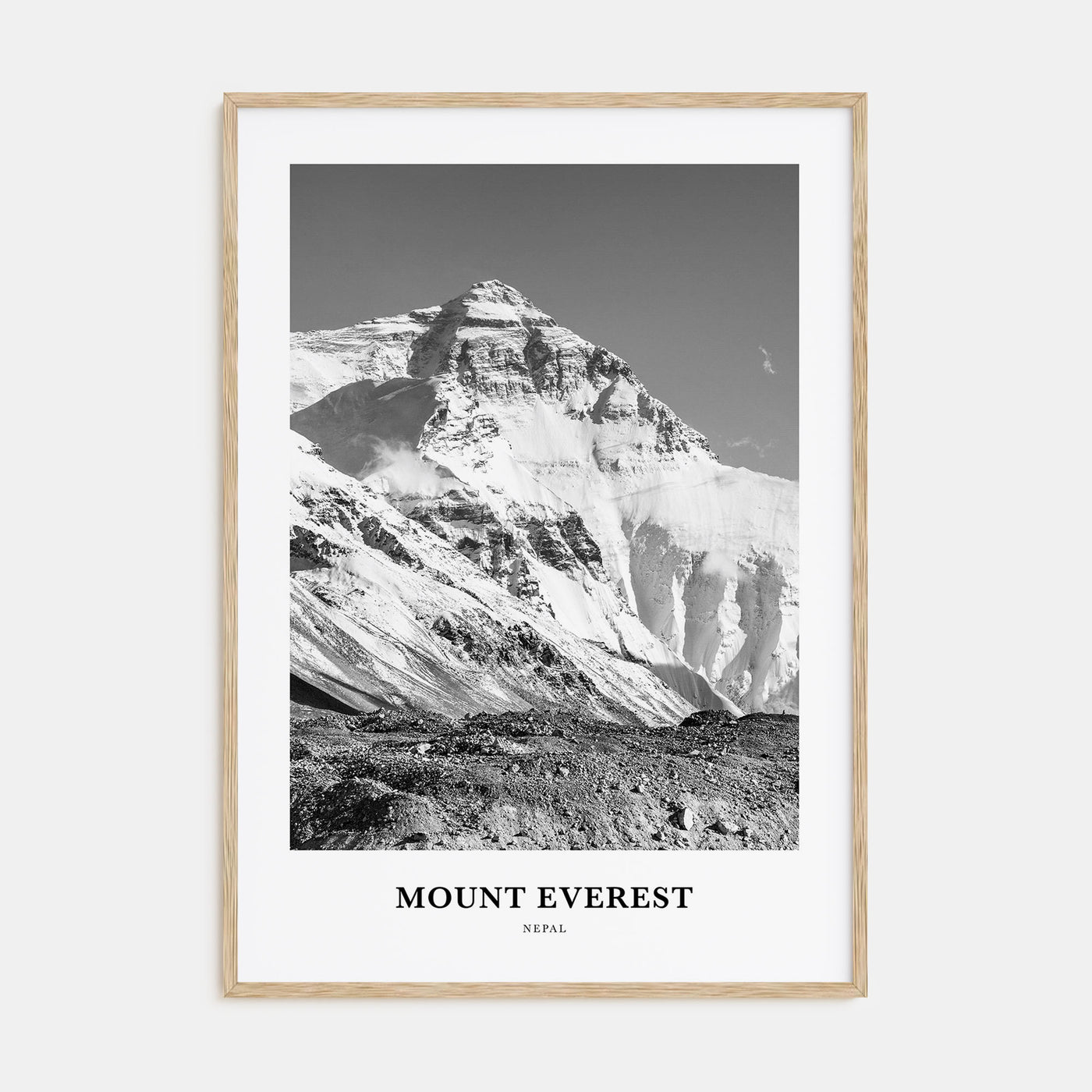 Mount Everest Portrait B&W Poster