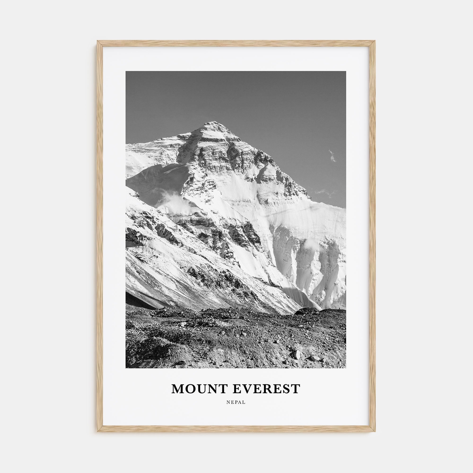 Mount Everest Portrait B&W Poster