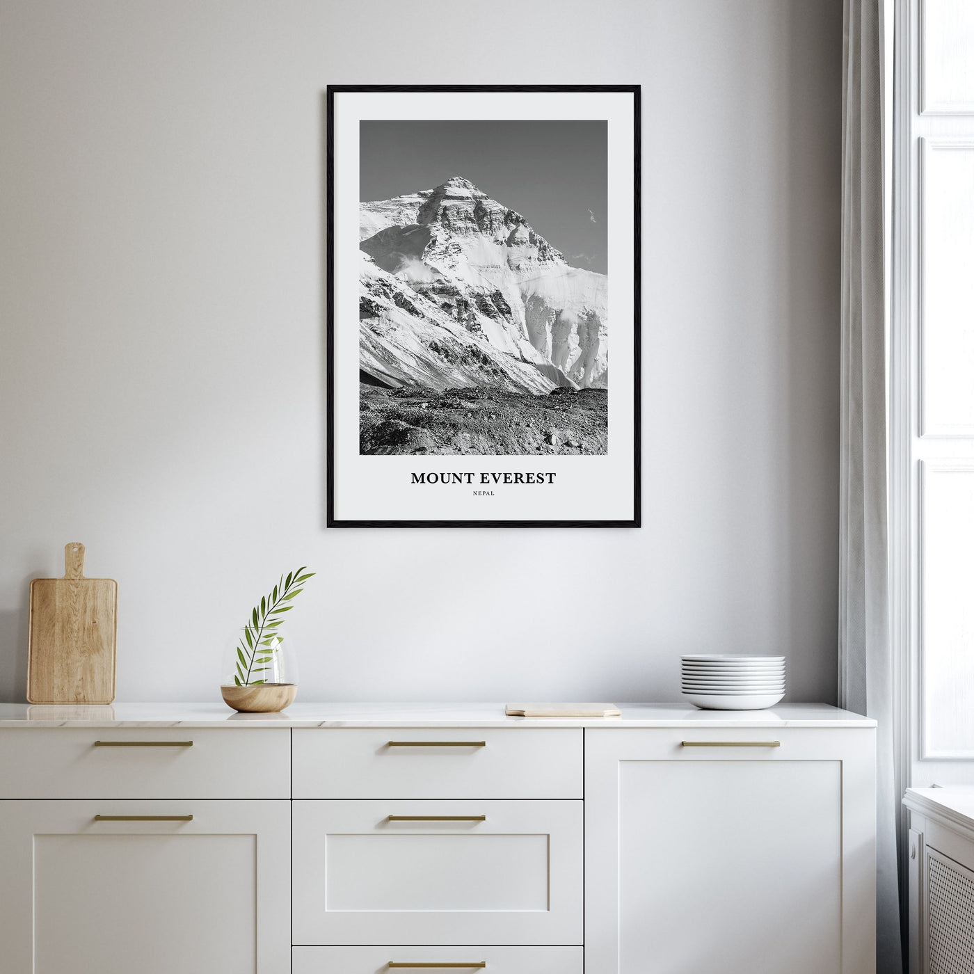 Mount Everest Portrait B&W Poster