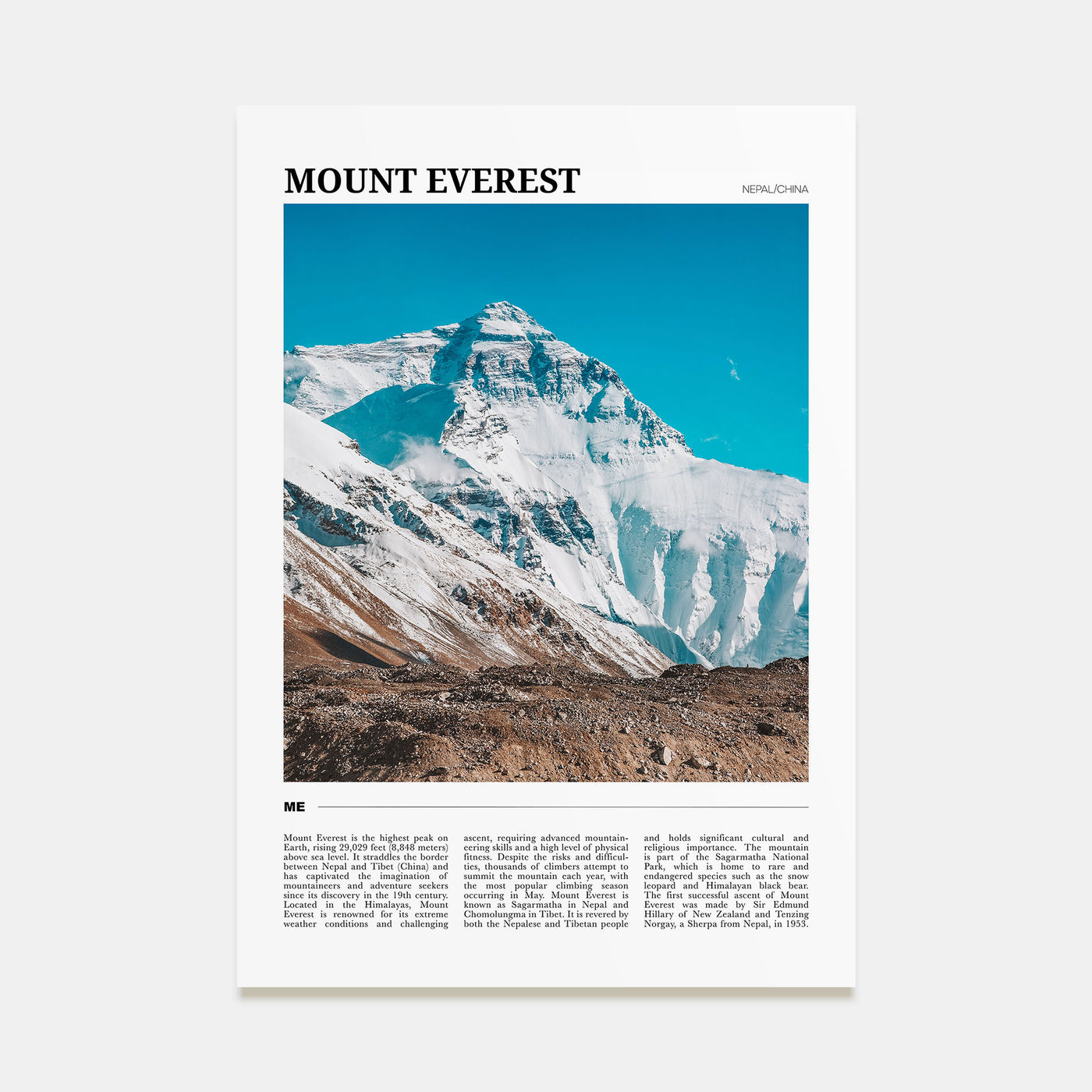 Mount Everest Travel Color Poster