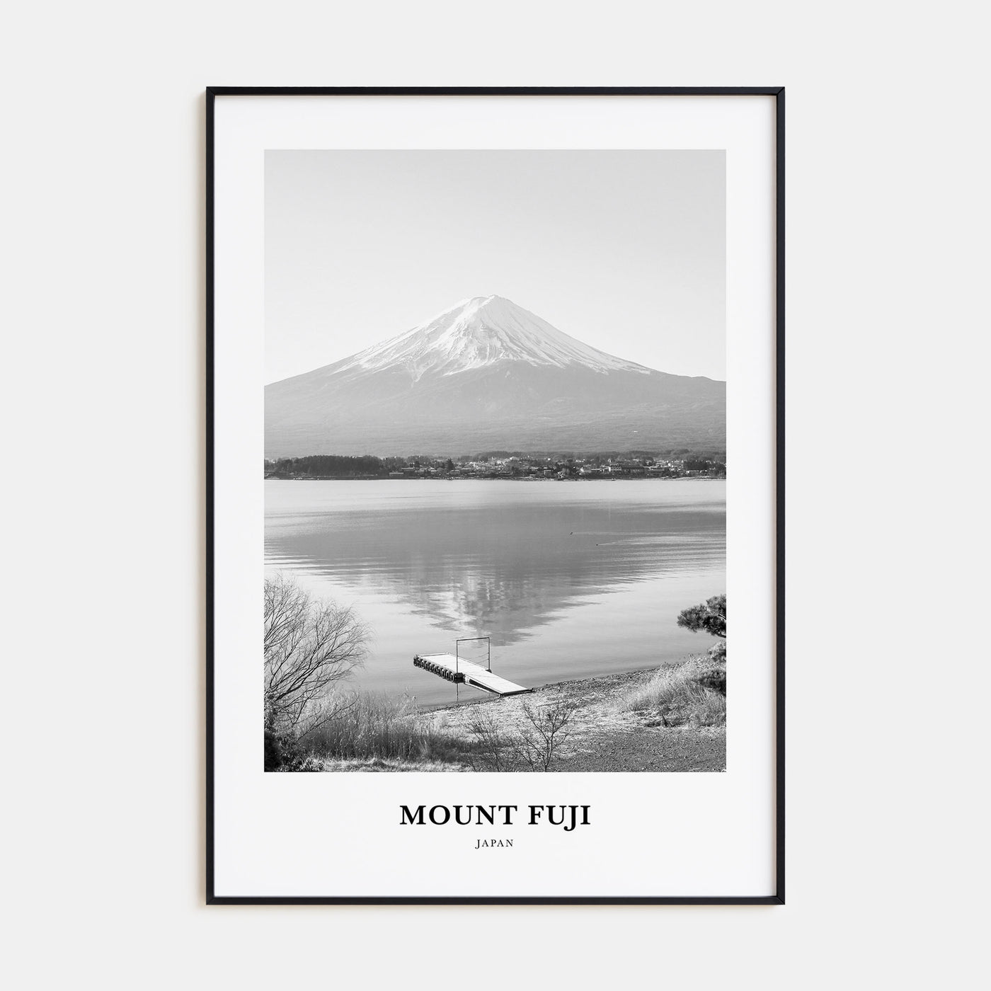 Mount Fuji Portrait B&W Poster