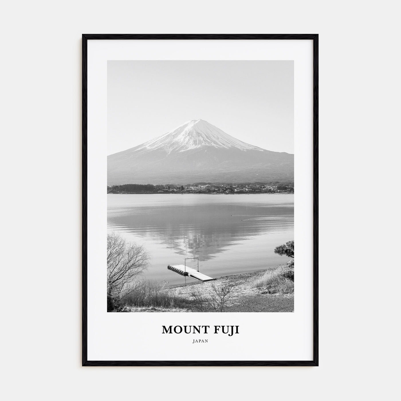 Mount Fuji Portrait B&W Poster