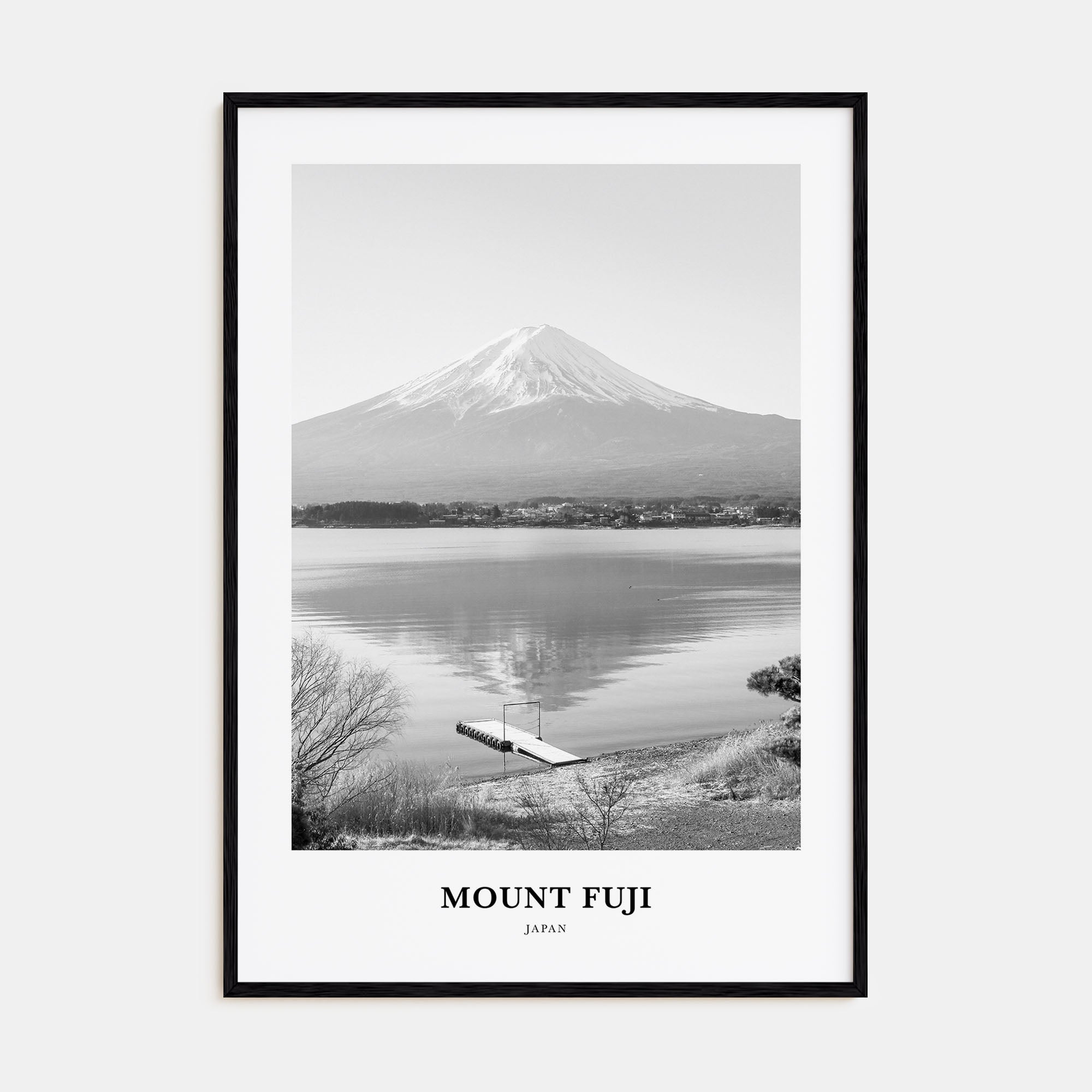 Mount Fuji Portrait B&W Poster