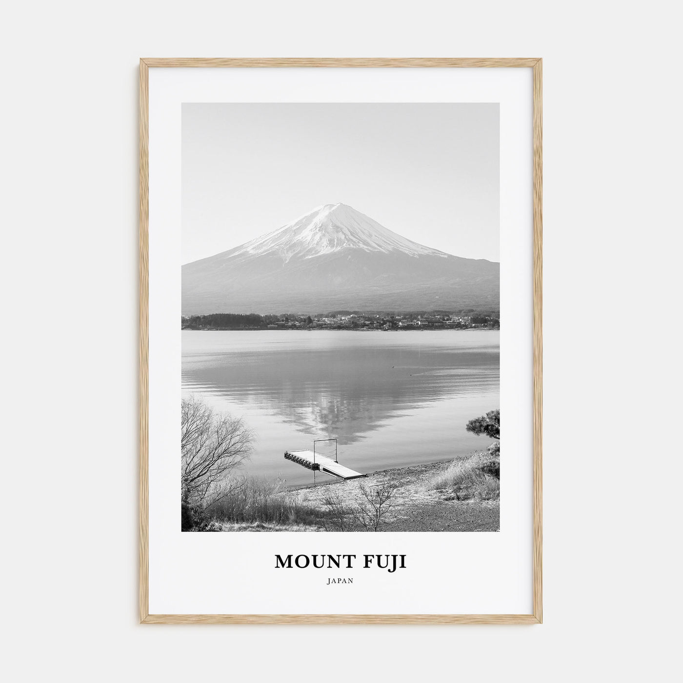 Mount Fuji Portrait B&W Poster