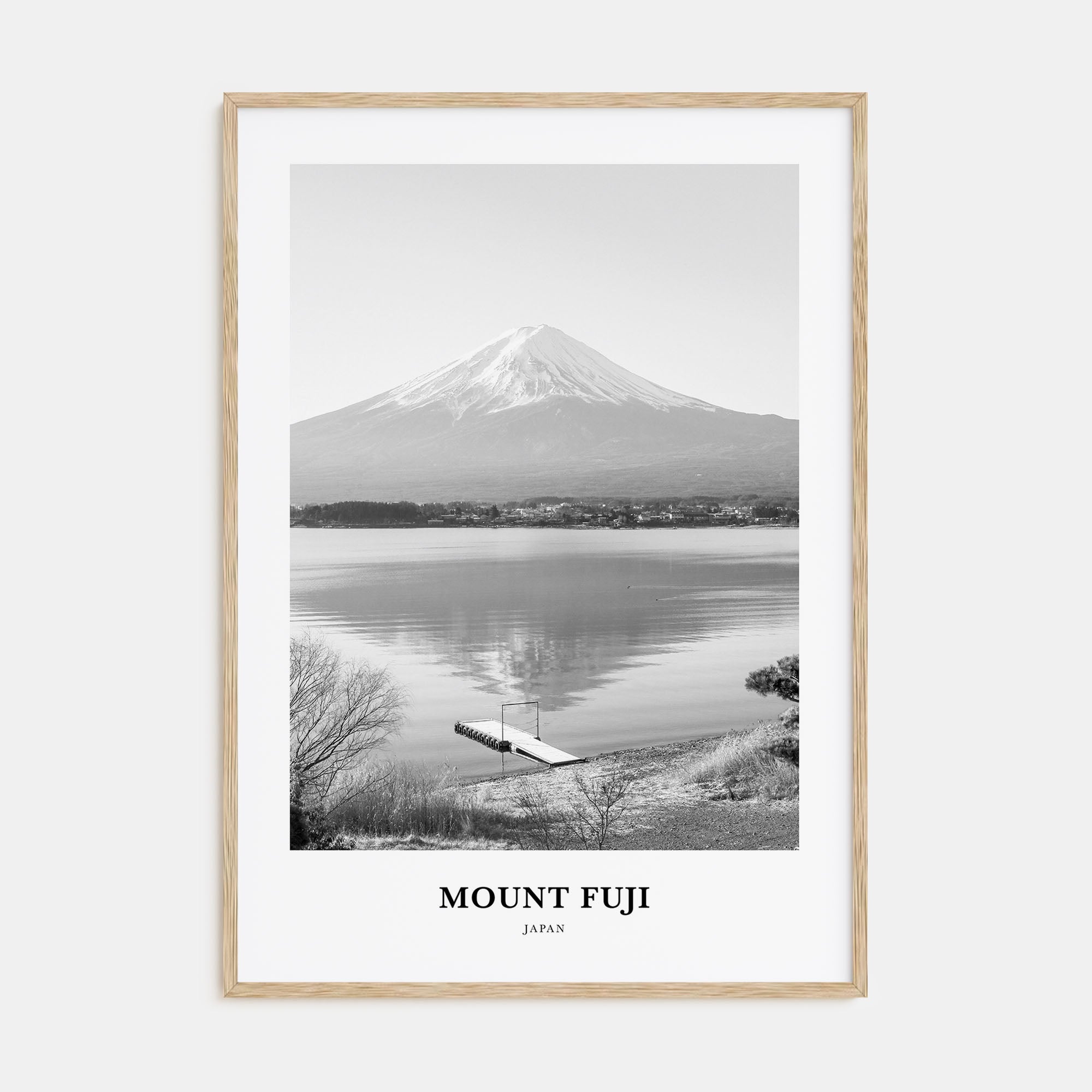 Mount Fuji Portrait B&W Poster