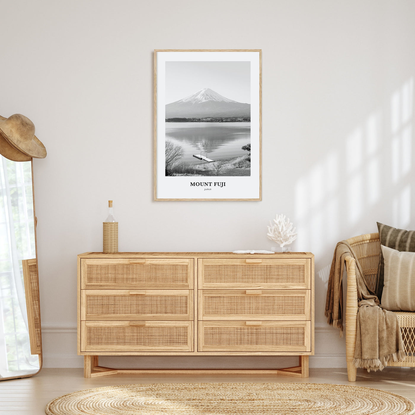 Mount Fuji Portrait B&W Poster