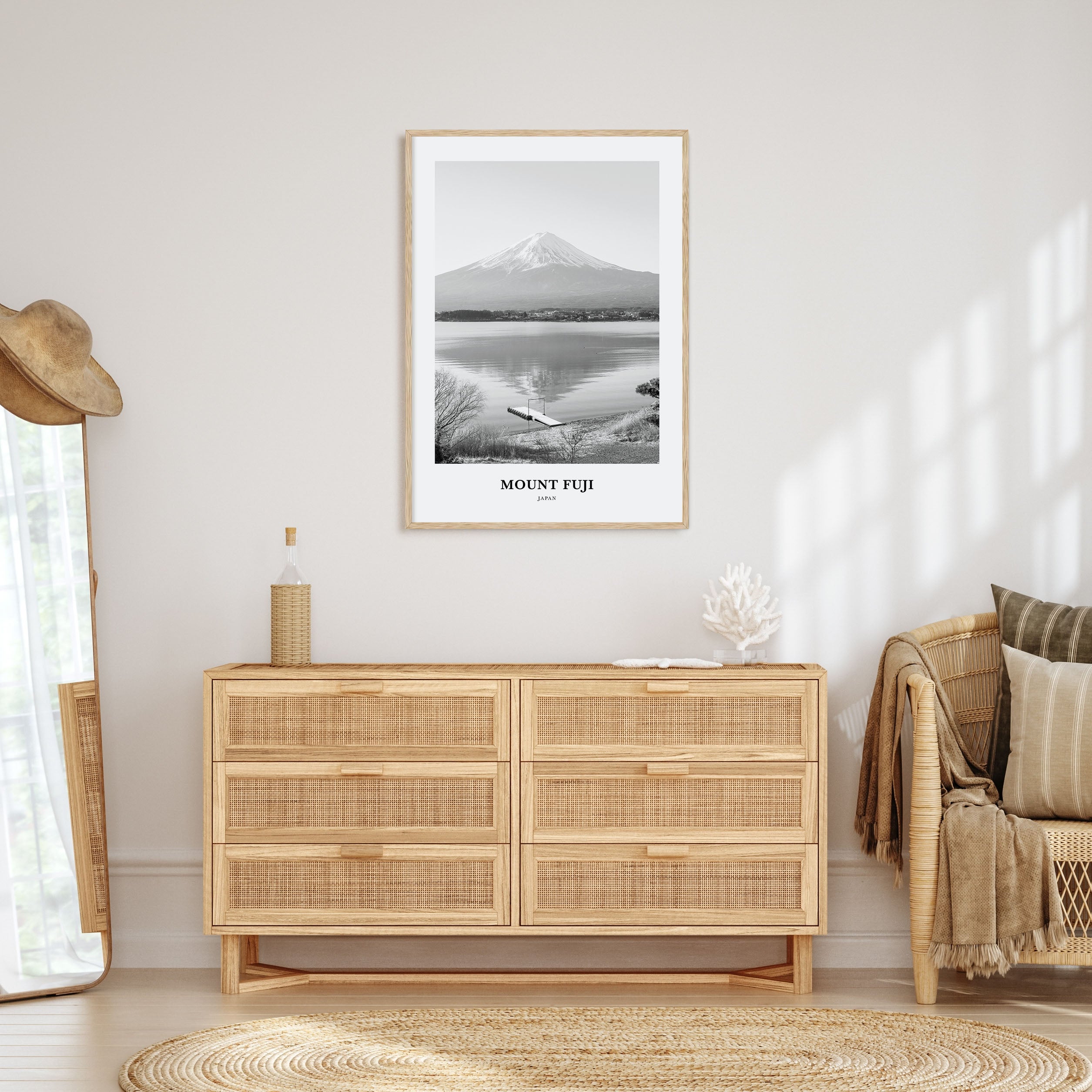 Mount Fuji Portrait B&W Poster