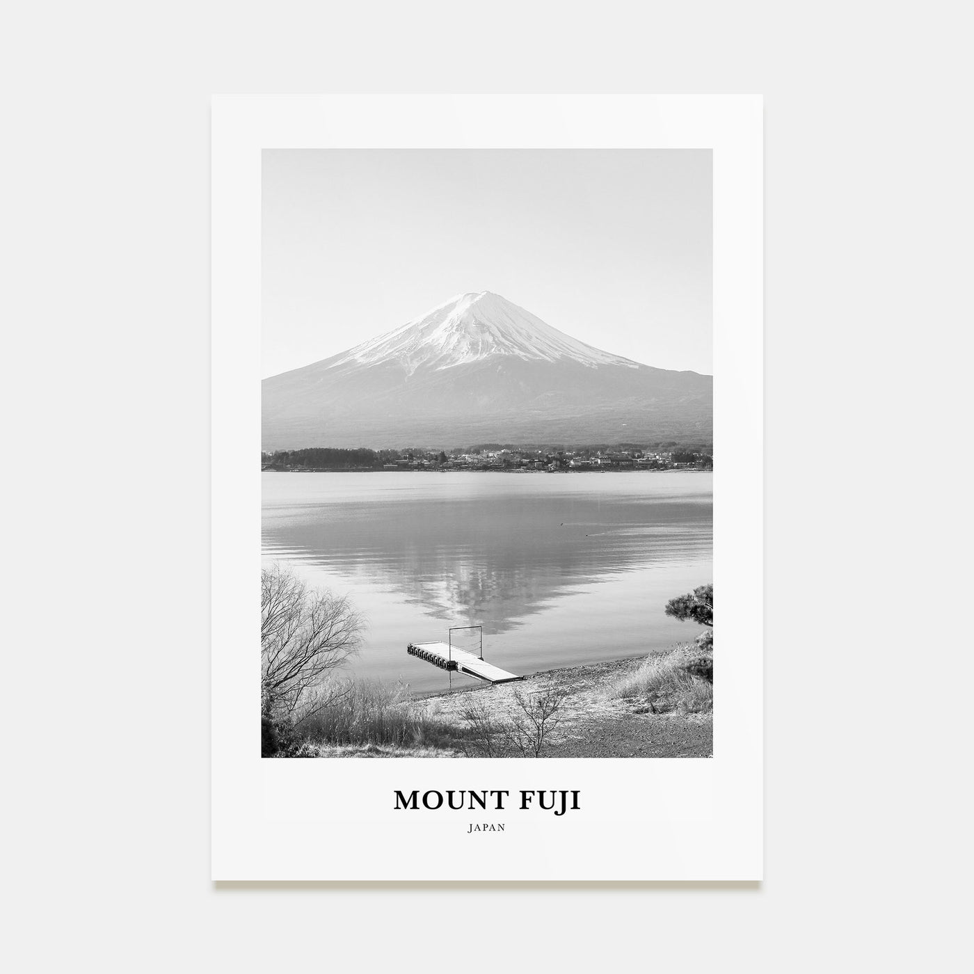 Mount Fuji Portrait B&W Poster