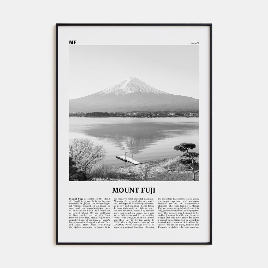 Mount Fuji Travel B&W Poster