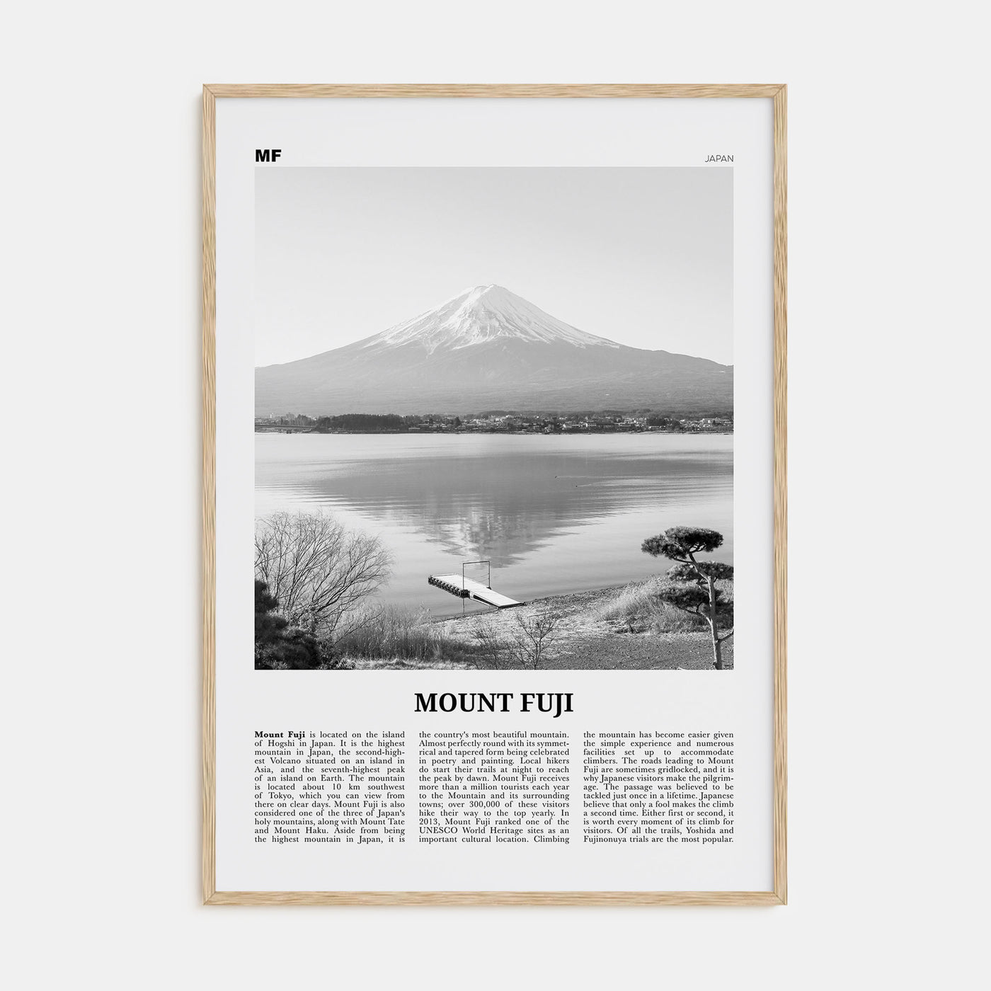 Mount Fuji Travel B&W Poster