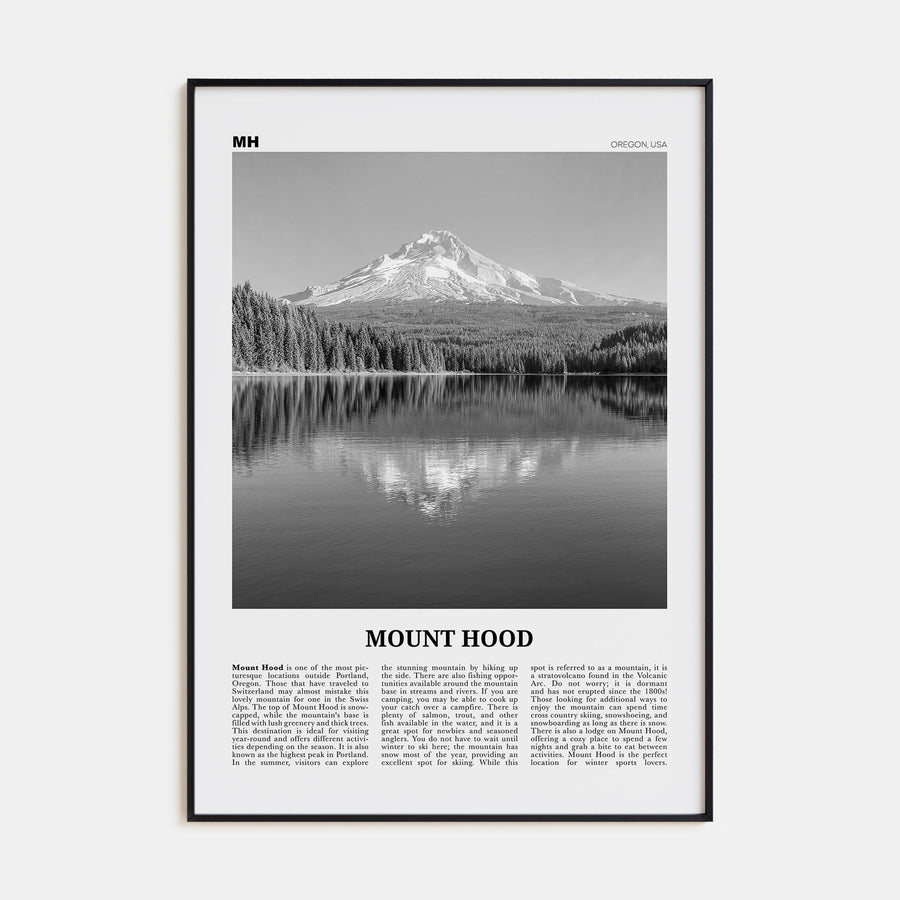 Mount Hood Travel B&W Poster