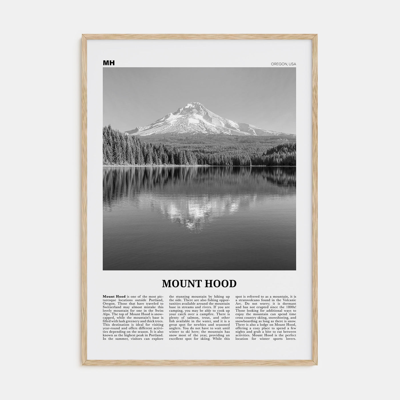 Mount Hood Travel B&W Poster
