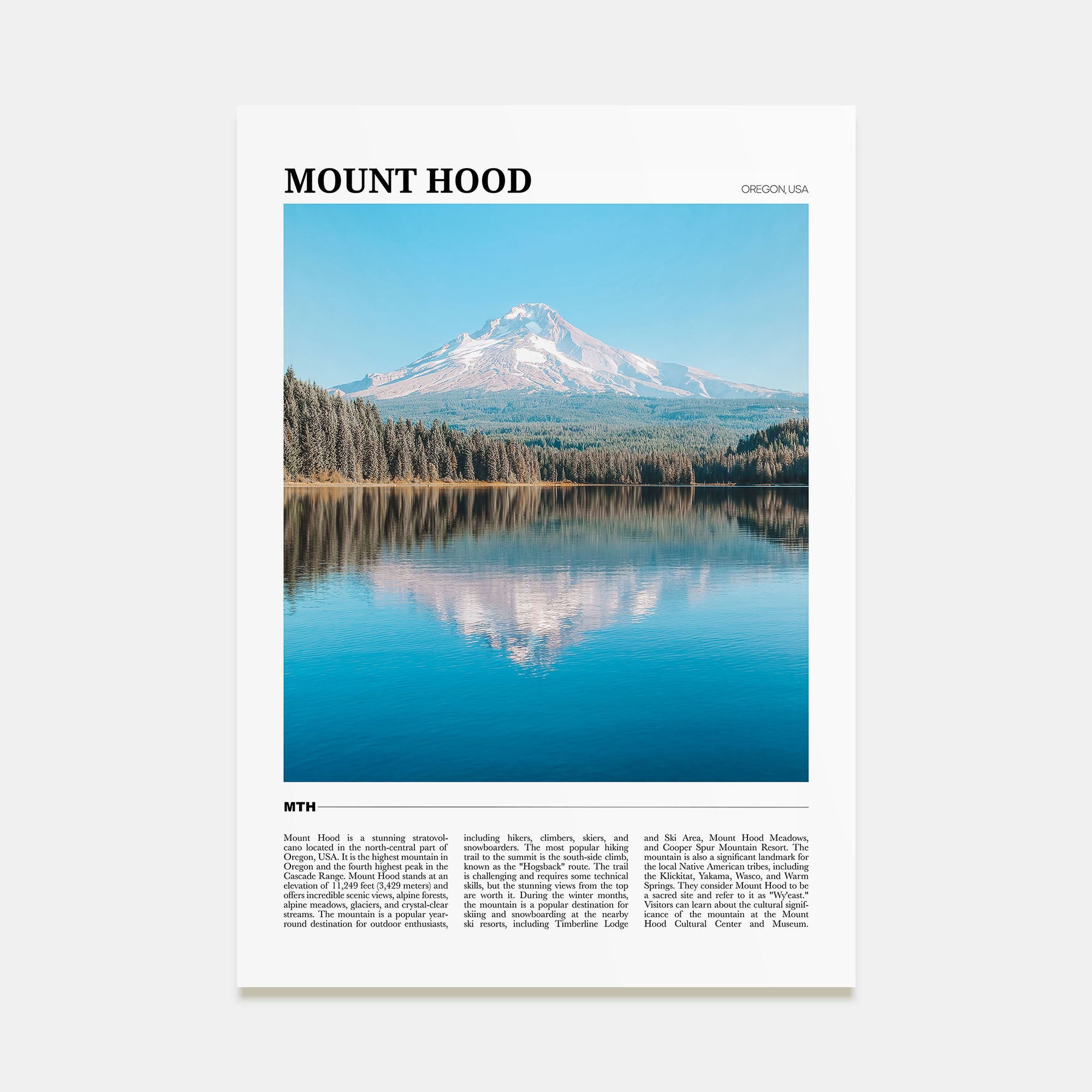 Mount Hood Travel Color Poster