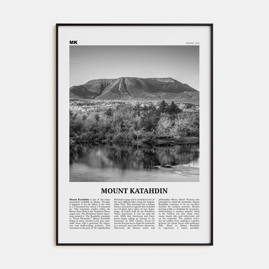 Mount Katahdin Travel B&W Poster
