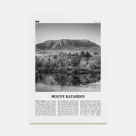Mount Katahdin Travel B&W Poster