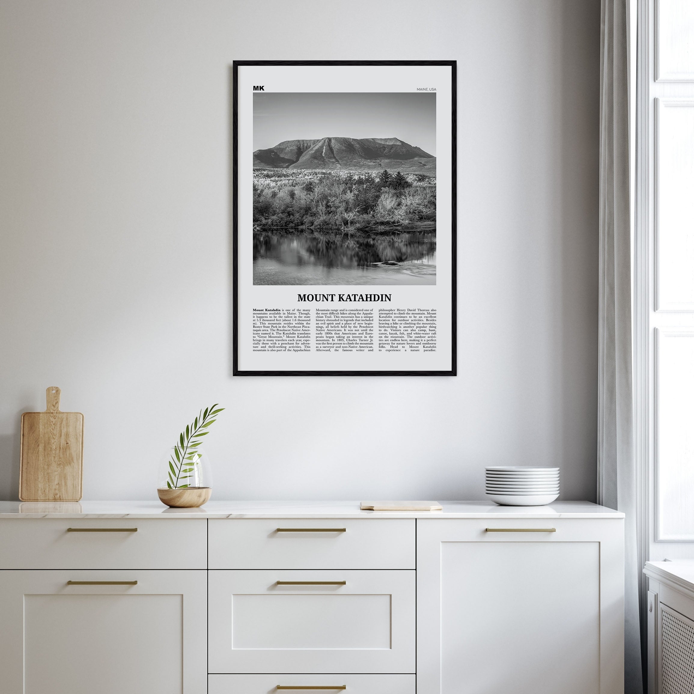 Mount Katahdin Travel B&W Poster
