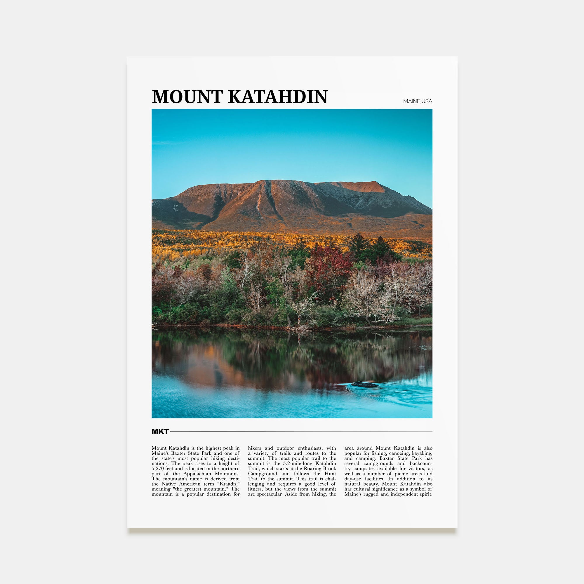 Mount Katahdin Travel Color Poster