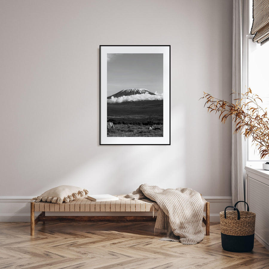 Mount Kilimanjaro Photo B&W Poster
