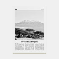 Mount Kilimanjaro Travel B&W Poster