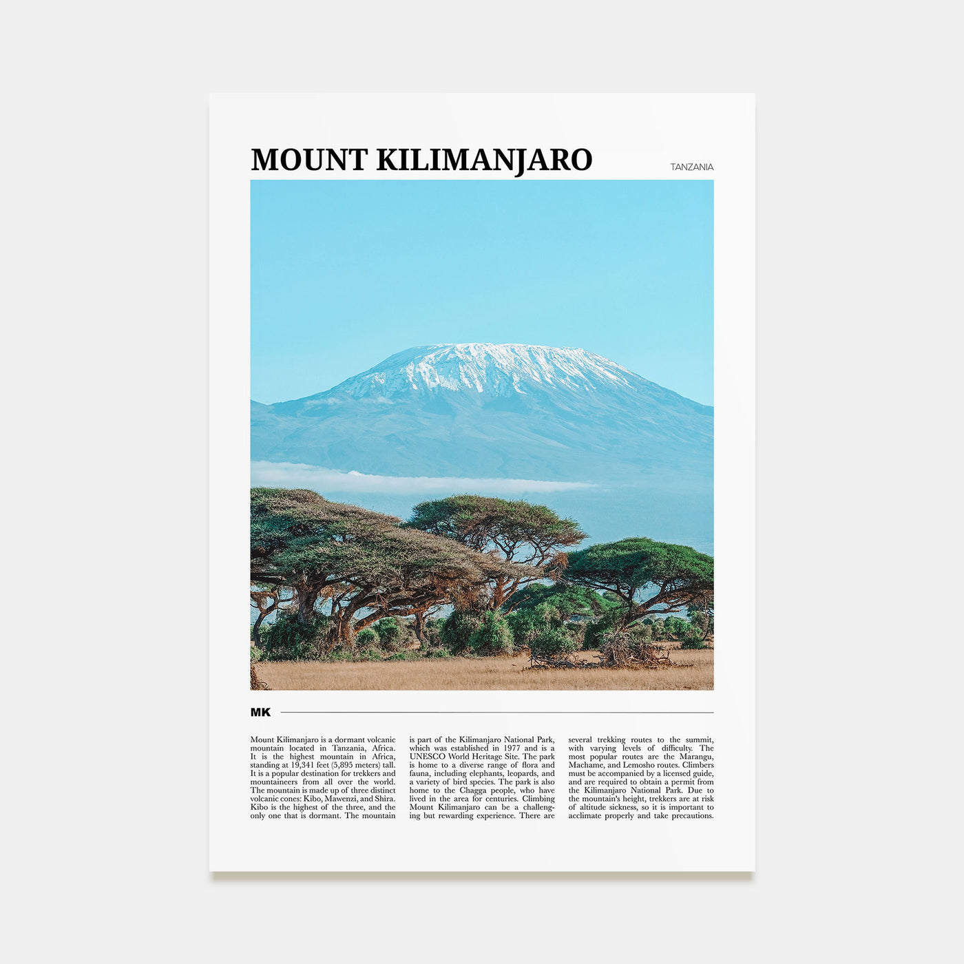 Mount Kilimanjaro Travel Color Poster