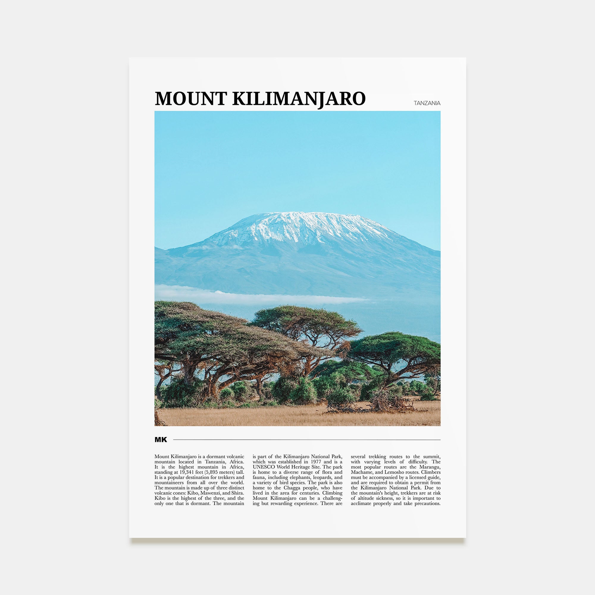 Mount Kilimanjaro Travel Color Poster