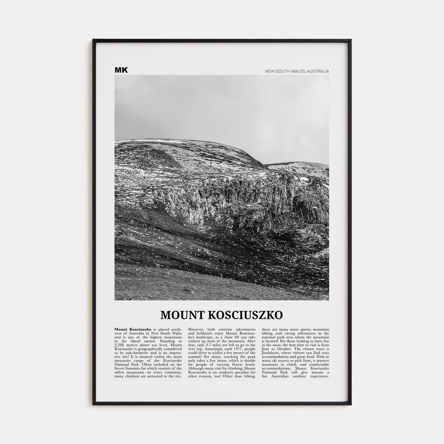 Mount Kosciuszko Travel B&W Poster