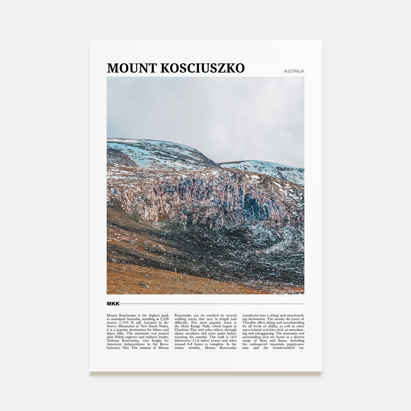 Mount Kosciuszko Travel Color Poster