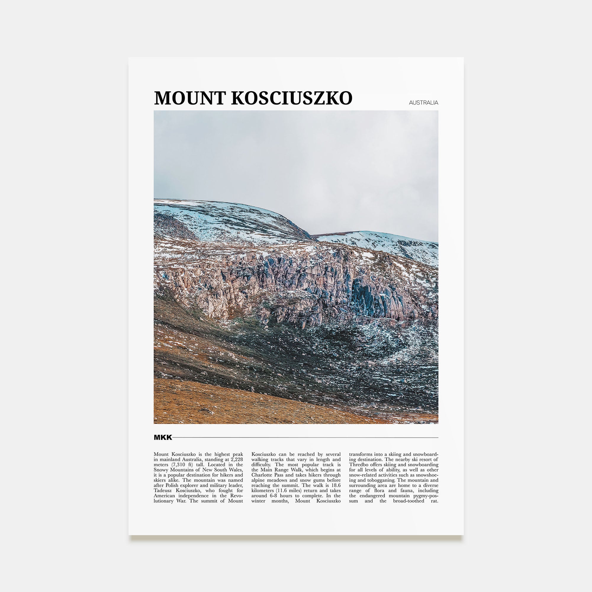 Mount Kosciuszko Travel Color Poster