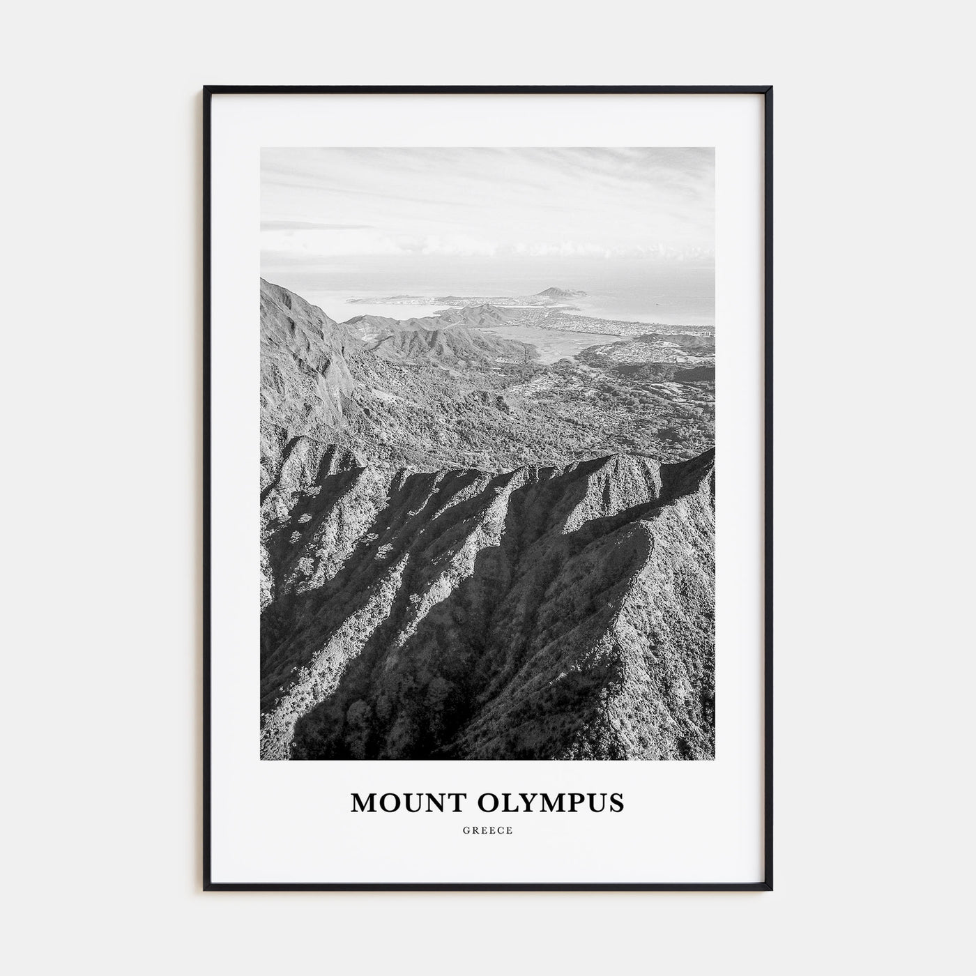Mount Olympus Portrait B&W Poster