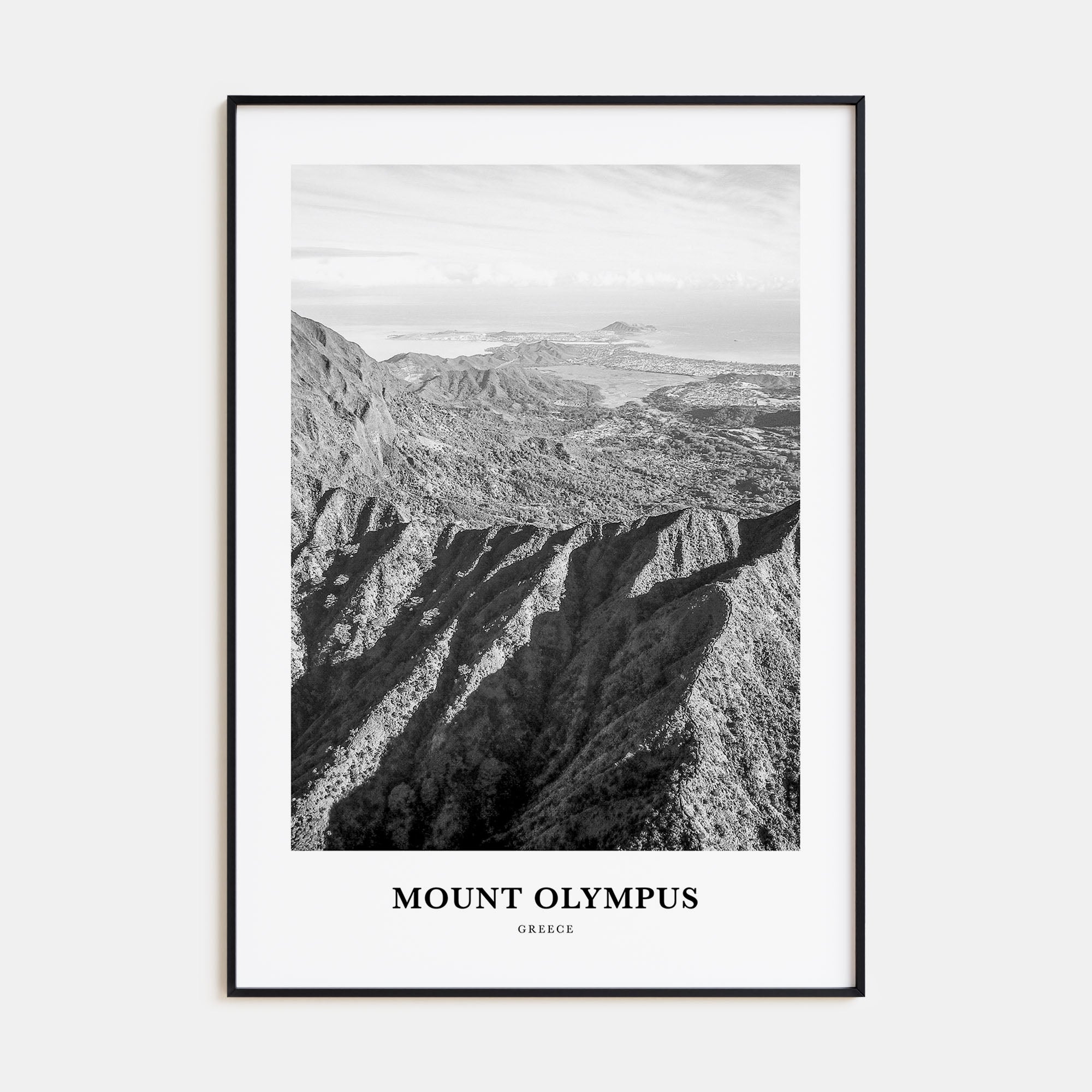 Mount Olympus Portrait B&W Poster