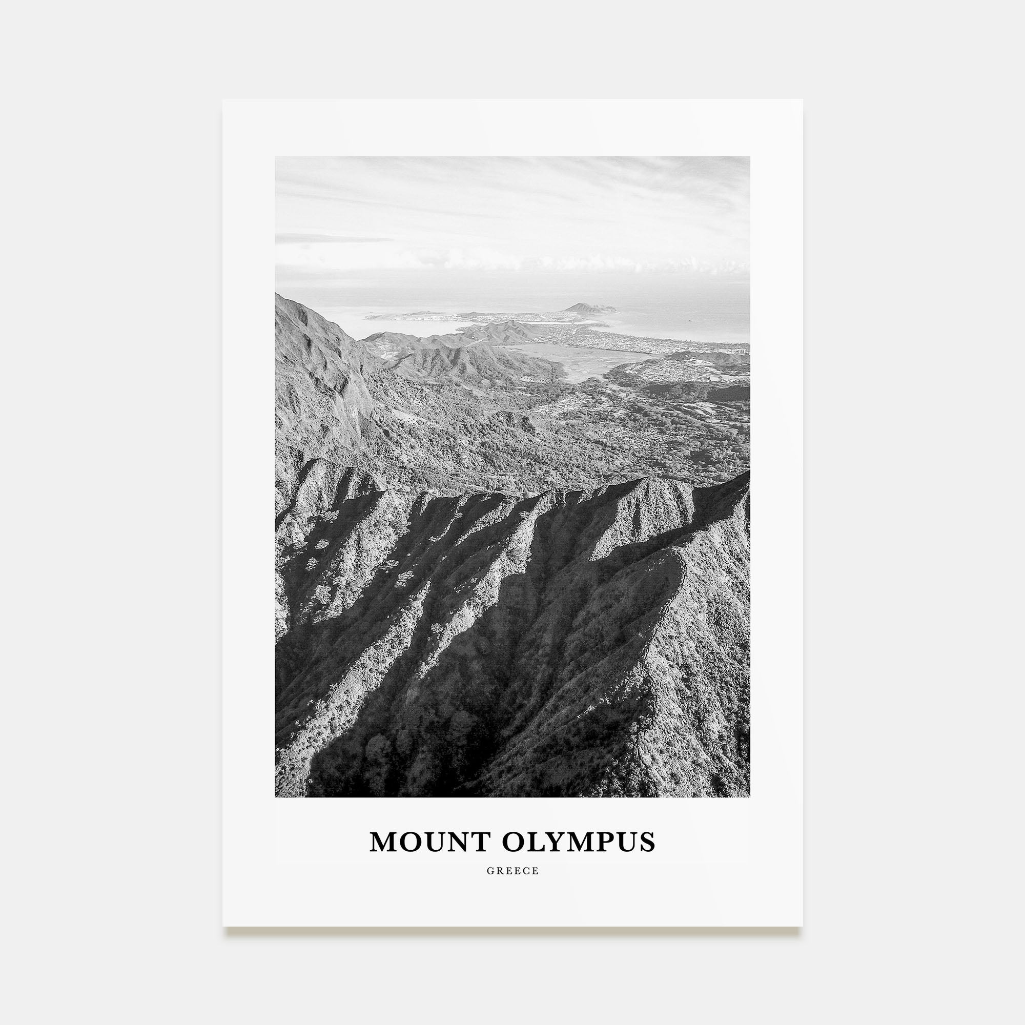 Mount Olympus Portrait B&W Poster